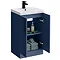 Roxbury Deco Fluted 500mm Blue Vanity Unit - Floor Standing 2 Door Unit with Matt Black Handles