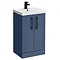 Roxbury Deco Fluted 500mm Blue Vanity Unit - Floor Standing 2 Door Unit with Matt Black Handles