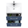 Roxbury Deco Fluted 500mm Blue Vanity Unit - Wall Hung 2-Drawer Unit & Chrome Handles