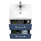 Roxbury Deco Fluted 500mm Blue Vanity Unit - Wall Hung 2-Drawer Unit & Chrome Handles