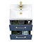 Roxbury Deco Fluted 500mm Blue Vanity Unit - Wall Hung 2-Drawer Unit with Brushed Brass Handles