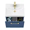 Roxbury Deco Fluted 500mm Blue Vanity Unit - Wall Hung 1-Drawer Unit with Brushed Brass Handle