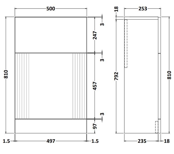 Roxbury Deco Fluted 500mm Blue WC Unit