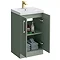 Roxbury Deco Fluted 500mm Green Vanity Unit - Floor Standing 2 Door Unit with Brushed Brass Handles