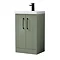 Roxbury Deco Fluted 500mm Green Vanity Unit - Floor Standing 2 Door Unit with Matt Black Handles