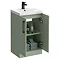 Roxbury Deco Fluted 500mm Green Vanity Unit - Floor Standing 2 Door Unit with Matt Black Handles