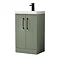 Roxbury Deco Fluted 500mm Green Vanity Unit - Floor Standing 2 Door Unit with Matt Black Handles Lar