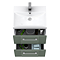 Roxbury Deco Fluted 500mm Green Vanity Unit - Wall Hung 2-Drawer Unit & Chrome Handles