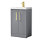 Roxbury Deco Fluted 500mm Grey Vanity Unit - Floor Standing 2 Door Unit With Brushed Brass Handles