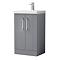 Roxbury Deco Fluted 500mm Grey Vanity Unit - Floor Standing 2 Door Unit with Chrome Handles