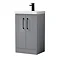 Roxbury Deco Fluted 500mm Grey Vanity Unit - Floor Standing 2 Door Unit with Matt Black Handles
