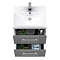 Roxbury Deco Fluted 500mm Grey Vanity Unit - Wall Hung 2-Drawer Unit & Chrome Handles