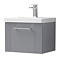 Roxbury Deco Fluted 500mm Grey Vanity Unit - Wall Hung Single Drawer Unit with Chrome Handle