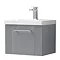 Roxbury Deco Fluted 500mm Grey Vanity Unit - Wall Hung Single Drawer Unit with Chrome Handle Large I