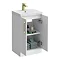 Roxbury Deco Fluted 500mm White Vanity Unit - Floor Standing 2 Door Unit with Brushed Brass Handles