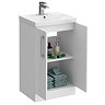 Roxbury Deco Fluted 500mm White Vanity Unit - Floor Standing 2 Door Unit with Chrome Handles