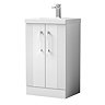 Roxbury Deco Fluted 500mm White Vanity Unit - Floor Standing 2 Door Unit with Chrome Handles