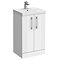 Roxbury Deco Fluted 500mm White Vanity Unit - Floor Standing 2 Door Unit with Chrome Handles