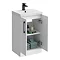 Roxbury Deco Fluted 500mm White Vanity Unit - Floor Standing 2 Door Unit with Matt Black Handles