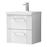 Roxbury Deco Fluted 500mm White Vanity Unit - Wall Hung 2-Drawer Unit & Chrome Handles