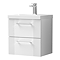 Roxbury Deco Fluted 500mm White Vanity Unit - Wall Hung 2-Drawer Unit & Chrome Handles