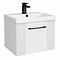 Roxbury Deco Fluted 500mm White Vanity Unit - Wall Hung Single Drawer Unit with Matt Black Handle
