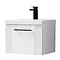 Roxbury Deco Fluted 500mm White Vanity Unit - Wall Hung Single Drawer Unit with Matt Black Handle La