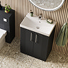 Roxbury Deco Fluted 600mm Anthracite Grey Vanity Unit - Floor Standing 2 Door Unit with Chrome Handles