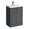 Roxbury Deco Fluted 600mm Anthracite Grey Vanity Unit - Floor Standing 2 Door Unit with Chrome Handles