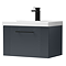 Roxbury Deco Fluted 600mm Anthracite Grey Vanity Unit - Wall Hung 1-Drawer Unit & Matt Black Handle