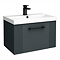 Roxbury Deco Fluted 600mm Anthracite Grey Vanity Unit - Wall Hung 1-Drawer Unit & Matt Black Handle