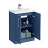Roxbury Deco Fluted 600mm Blue Vanity Unit - Floor Standing 2 Door Unit with Chrome Handles