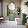 Roxbury Deco Fluted 600mm Green Vanity Unit - Floor Standing 2 Door Unit with Chrome Handles