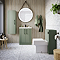 Roxbury Deco Fluted 600mm Green Vanity Unit - Floor Standing 2 Door Unit with Matt Black Handles