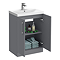 Roxbury Deco Fluted 600mm Grey Vanity Unit - Floor Standing 2 Door Unit with Chrome Handles