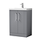 Roxbury Deco Fluted 600mm Grey Vanity Unit - Floor Standing 2 Door Unit with Chrome Handles