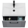 Roxbury Deco Fluted 600mm Grey Vanity Unit - Wall Hung 1-Drawer Unit with Matt Black Handle