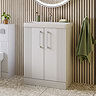 Roxbury Deco Fluted 600mm White Vanity Unit - Floor Standing 2 Door Unit with Chrome Handles