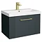 Roxbury Deco Fluted 600mm Anthracite Grey Vanity Unit - Wall Hung 1-Drawer Unit & Brushed Brass Handle
