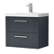 Roxbury Deco Fluted 600mm Anthracite Grey Vanity Unit - Wall Hung 2-Drawer Unit & Chrome Handles