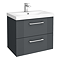 Roxbury Deco Fluted 600mm Anthracite Grey Vanity Unit - Wall Hung 2-Drawer Unit & Chrome Handles