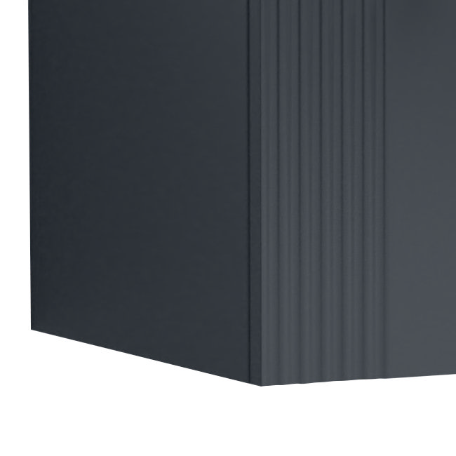 Roxbury Deco Fluted 600mm Anthracite Grey Vanity Unit - Wall Hung 2-Drawer Unit with Brushed Brass Handles