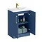 Roxbury Deco Fluted 600mm Blue Vanity Unit - Floor Standing 2 Door Unit with Brushed Brass Handles