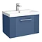 Roxbury Deco Fluted 600mm Blue Vanity Unit - Wall Hung 1-Drawer Unit & Chrome Handle