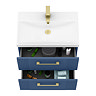 Roxbury Deco Fluted 600mm Blue Vanity Unit - Wall Hung 2-Drawer Unit with Brushed Brass Handles