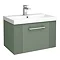 Roxbury Deco Fluted 600mm Green Vanity Unit - Wall Hung 1-Drawer Unit & Chrome Handle