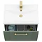 Roxbury Deco Fluted 600mm Green Vanity Unit - Wall Hung 1-Drawer Unit & Brushed Brass Handle