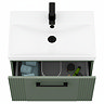 Roxbury Deco Fluted 600mm Green Vanity Unit - Wall Hung 1-Drawer Unit & Matt Black Handle