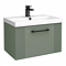 Roxbury Deco Fluted 600mm Green Vanity Unit - Wall Hung 1-Drawer Unit & Matt Black Handle