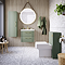 Roxbury Deco Fluted 600mm Green Vanity Unit - Wall Hung 2-Drawer Unit with Brushed Brass Handles